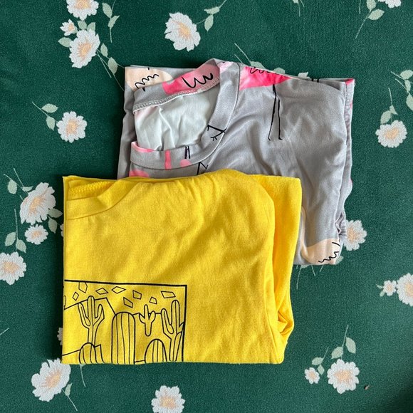 Crop Top Bundle | Yellow Cacti + Flamingos - Picture 1 of 10